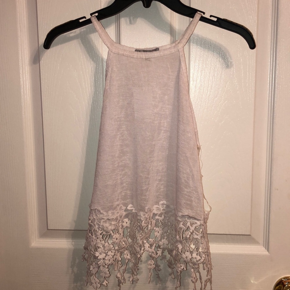 S Sheer Charlotte Russe Tank Top w/lace trim - New